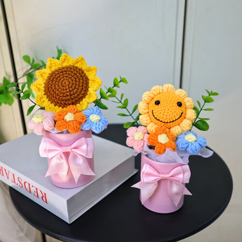 教师节礼物向日葵毛线针织花束