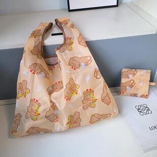 韩国单可爱卡通小熊大号环保尼龙超市购物袋背心袋买菜逛街手提袋