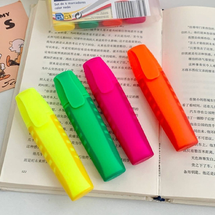 出口单4支装荧光笔学生文具工作记号笔手账笔标记笔划重点难点