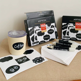 外单标签标记笔套装150贴厨房防油防污粘贴洗漱储物分装分类贴纸