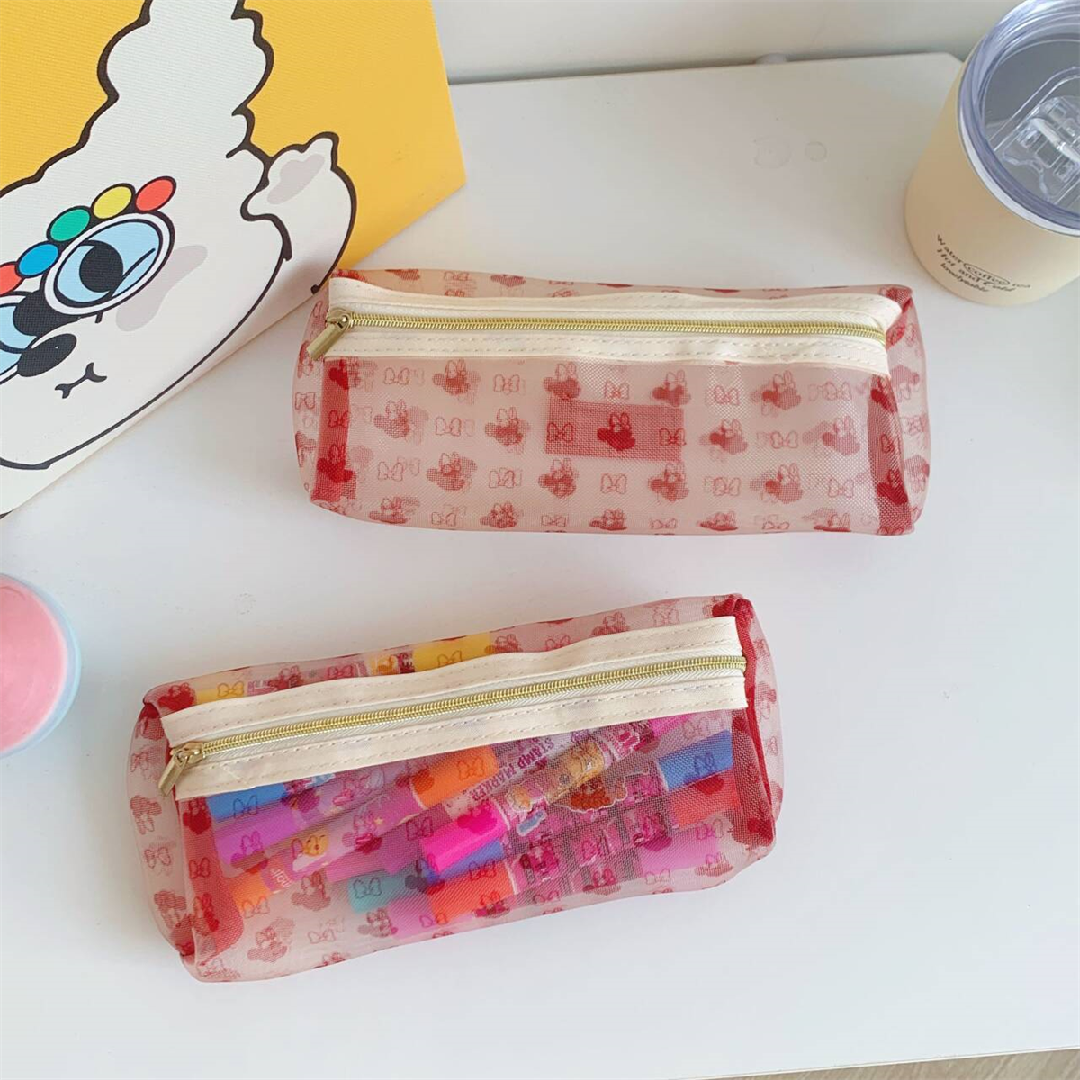 网面可视容量笔袋文具袋化妆包