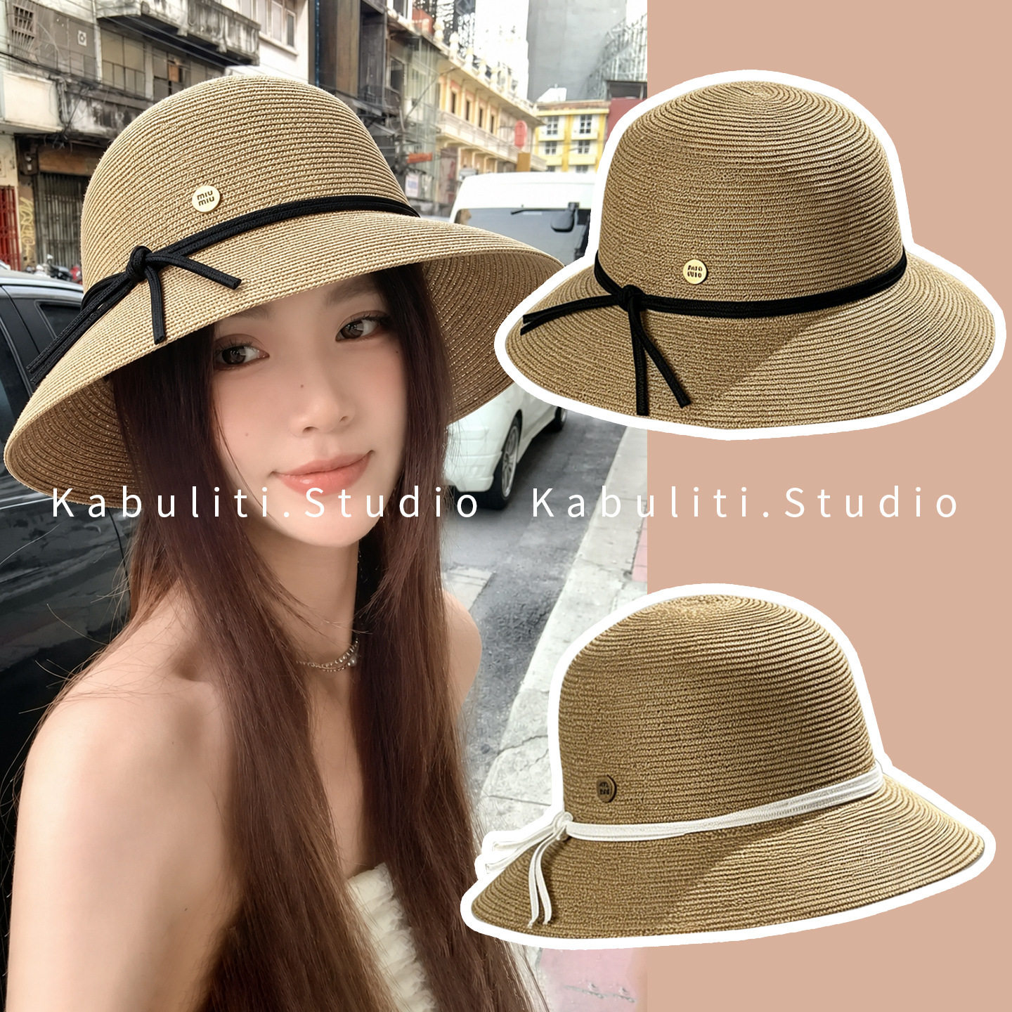 新款草帽女夏遮阳帽赫本风太阳帽韩版时尚凉帽防晒帽大沿渔夫帽子