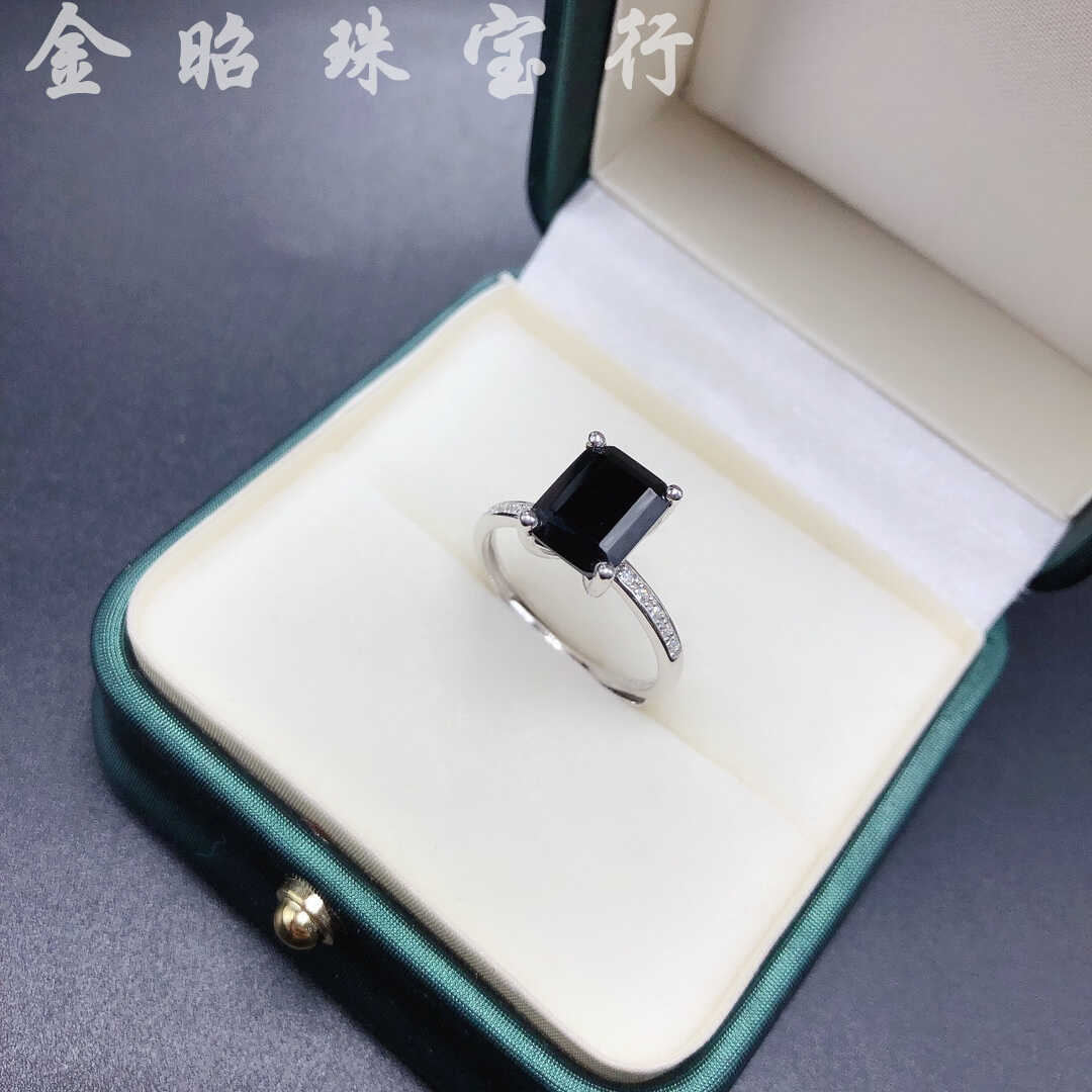 戒面戒指蓝宝石925银简约银镀金图片