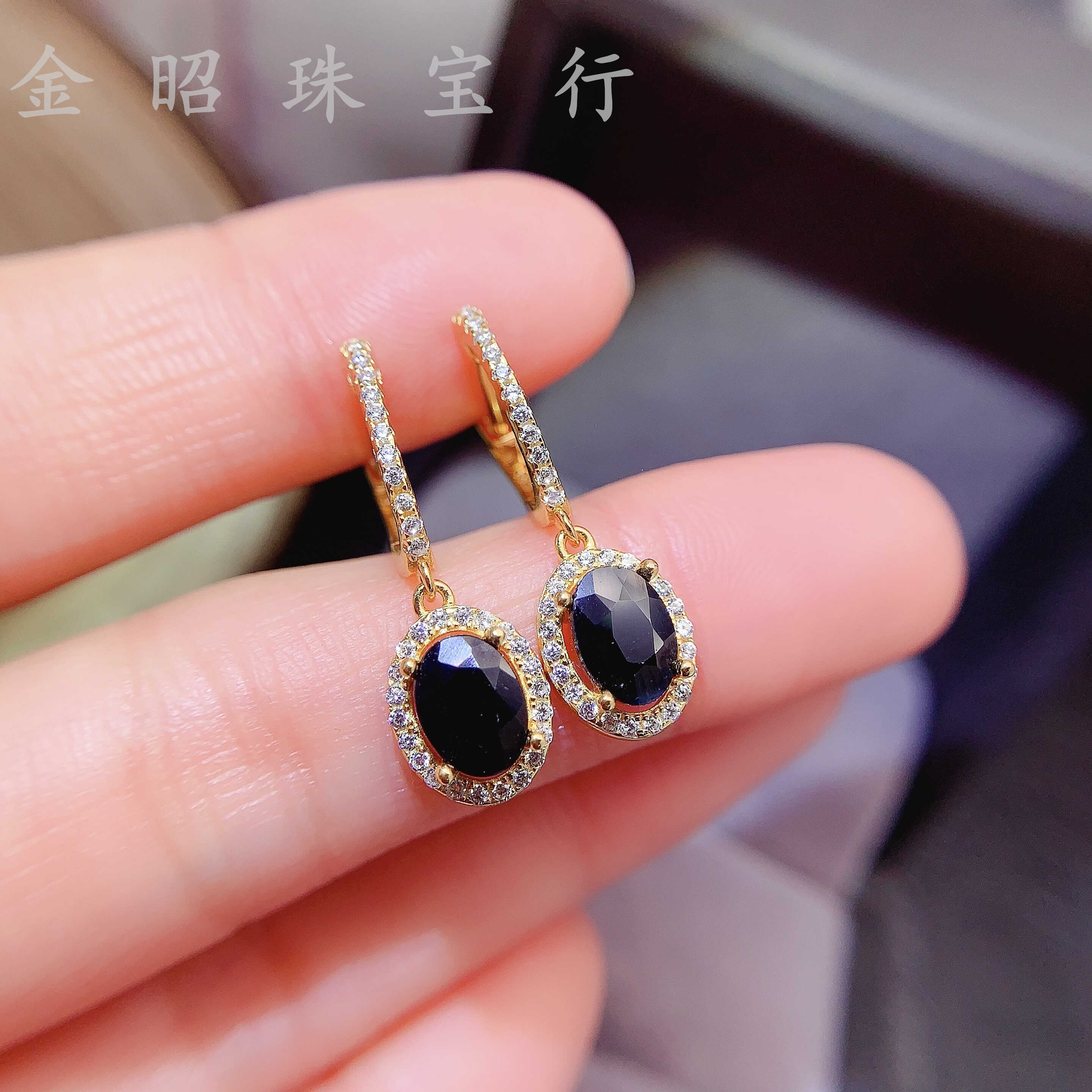 小众超闪绿宝石耳钉青岛外贸饰品