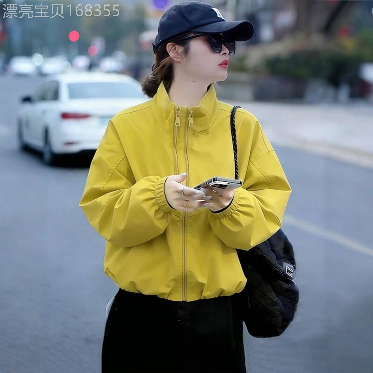 潮牌立领短款夹克女装春款新款高级感宽松薄款上衣独特漂亮外套