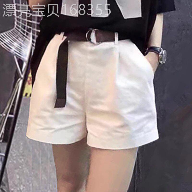 高端白色短裤女款高腰薄款2026夏季新款宽松阔腿松紧直筒牛仔裤子