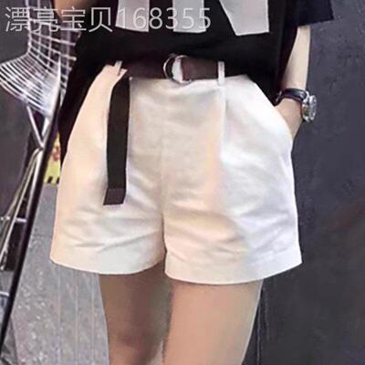 高端白色短裤女款高腰薄款2026夏季新款宽松阔腿松紧直筒牛仔裤子