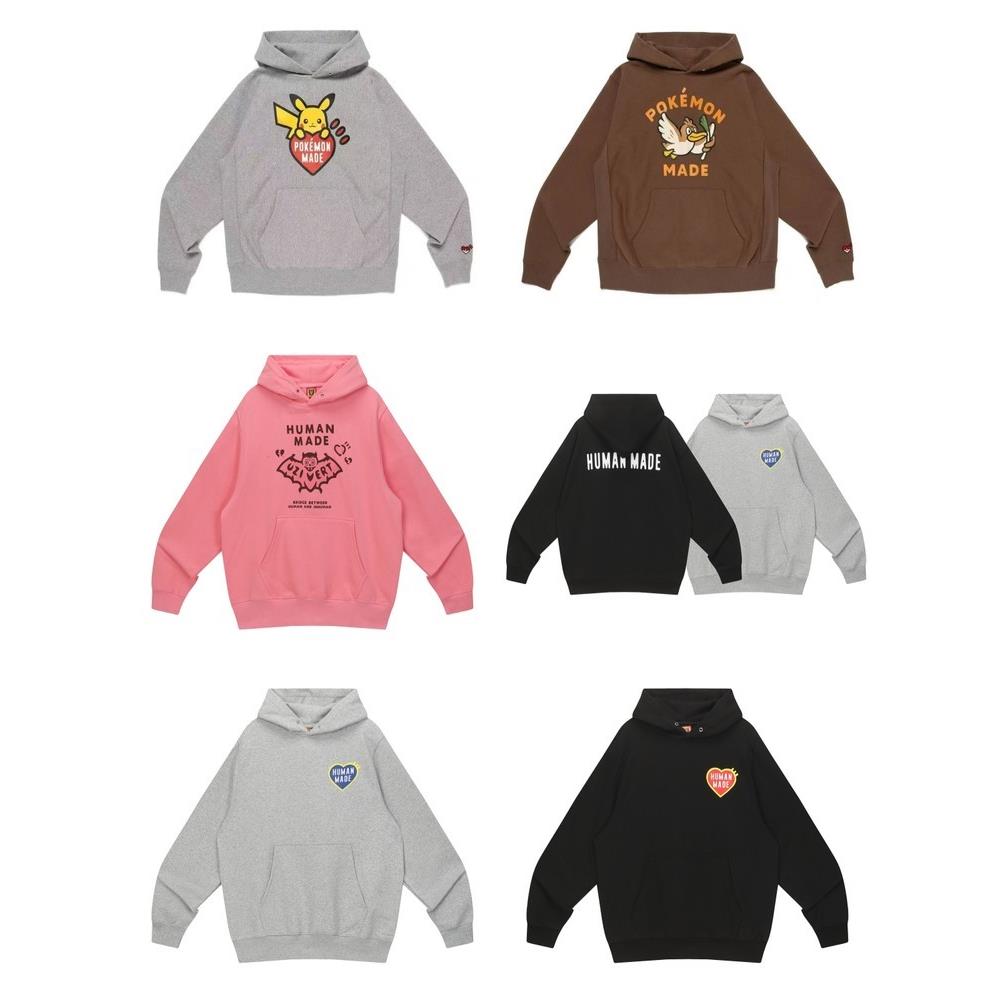 HUMAN MADE 25AW日系重磅可爱印花覆古连帽毛圈加绒卫衣外套男女