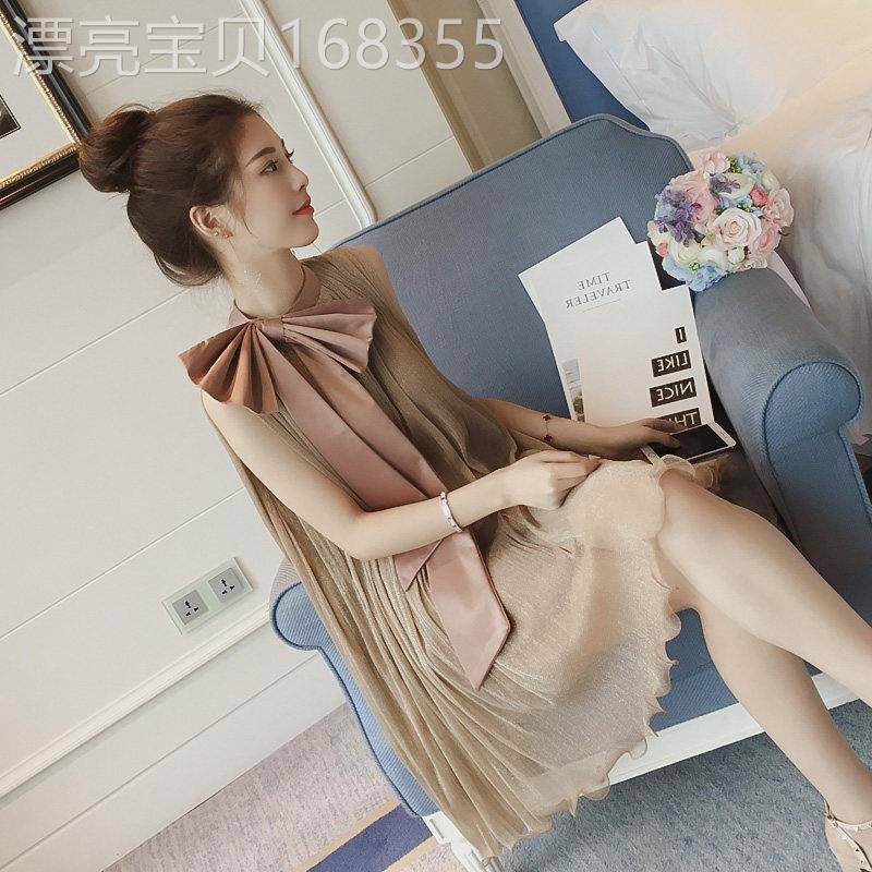 香港明星同款韩版文艺小清新学生春夏裙子小个子百褶裙仙女连衣裙