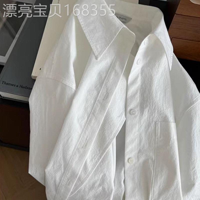 潮牌韩系简约休闲风纯棉基础款长袖衬衫春秋小众百搭防晒上衣外套