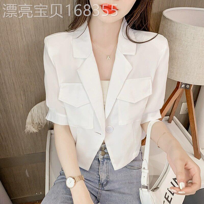 2026夏季新款小个子短款西装领短外套女薄款宽松百搭减龄短袖上衣