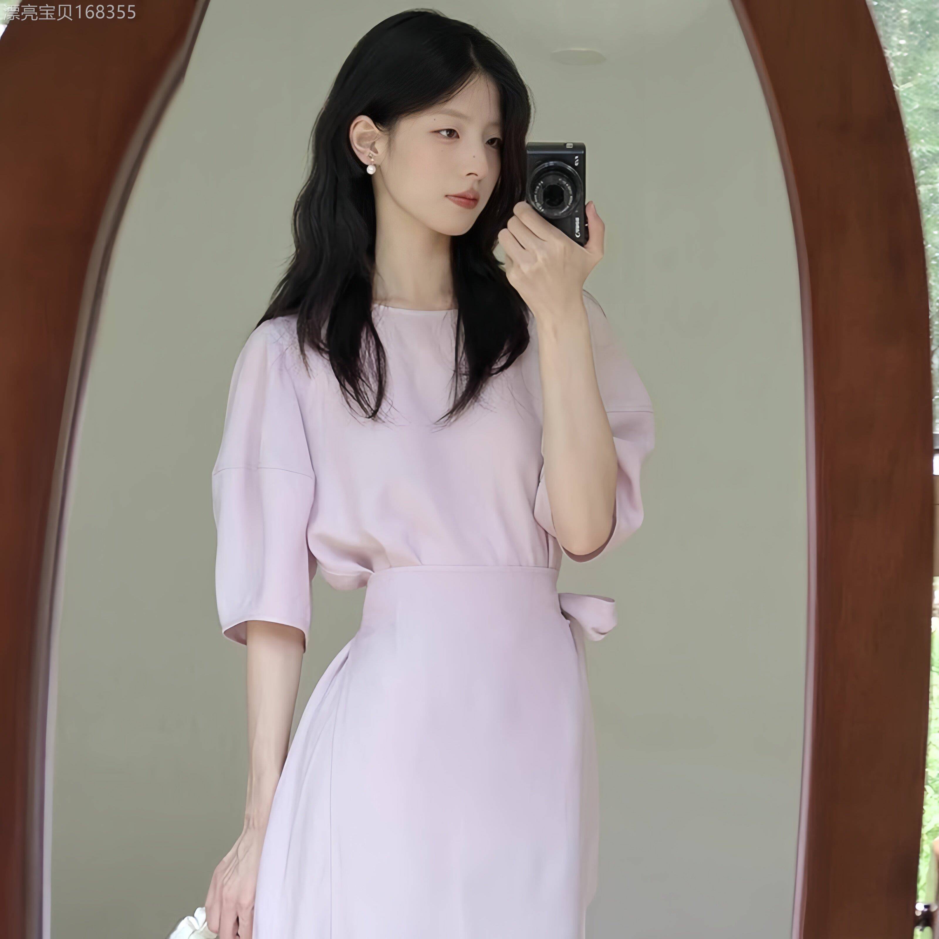 法式温柔风粉色连衣裙女夏2025新款超好看独特漂亮气质收腰长裙子