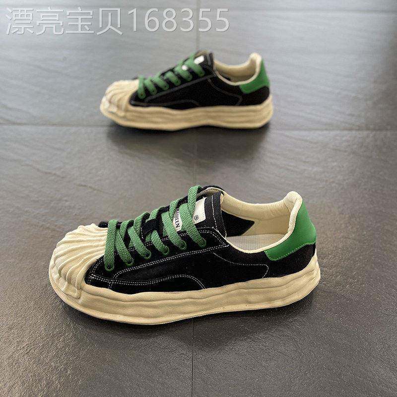 潮牌男鞋2026夏季新款低帮透气贝壳头板鞋男百搭帆布鞋增高休闲鞋