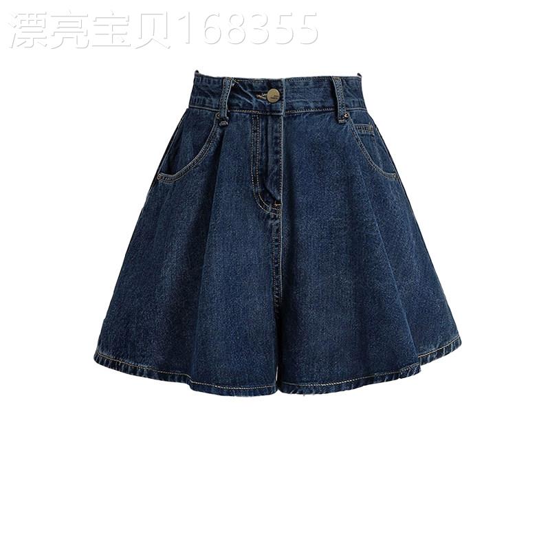 牛仔短裤女夏季薄款2026新款高腰a字大码胖mm显瘦花苞阔腿热裤裙