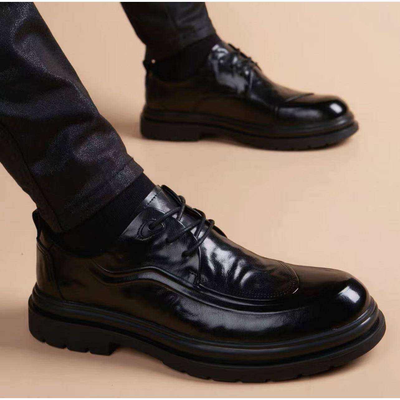 男鞋2025秋冬款增高正装德比高端真皮商务皮鞋男士软底英伦新郎鞋