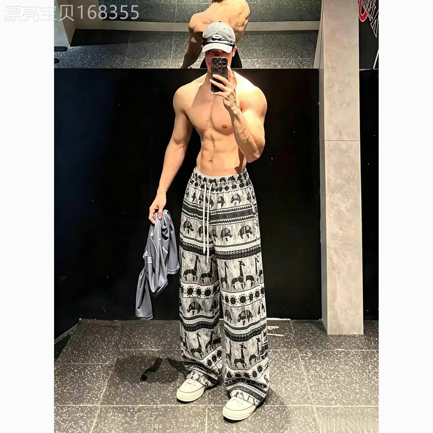 冰丝休闲裤男士夏季薄款速干灯笼裤子潮牌宽松民族风垂感阔腿长裤