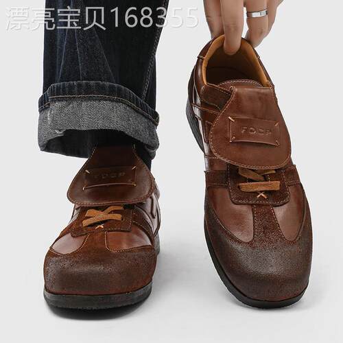 鞋子男鞋夏季透气2026新款德训鞋方头德比皮鞋休闲运动男士阿甘鞋