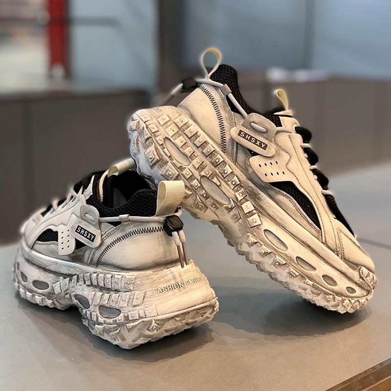 力荐！『意式设计风』匠心制作！做旧覆古厚底耐磨透气老爹鞋男潮