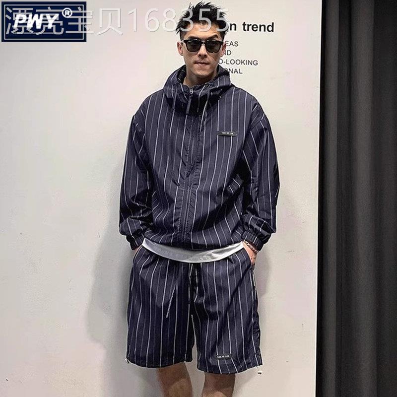 潮牌防晒衣套装男夏季2026新款潮流痞帅防晒服外套五分短裤两件套