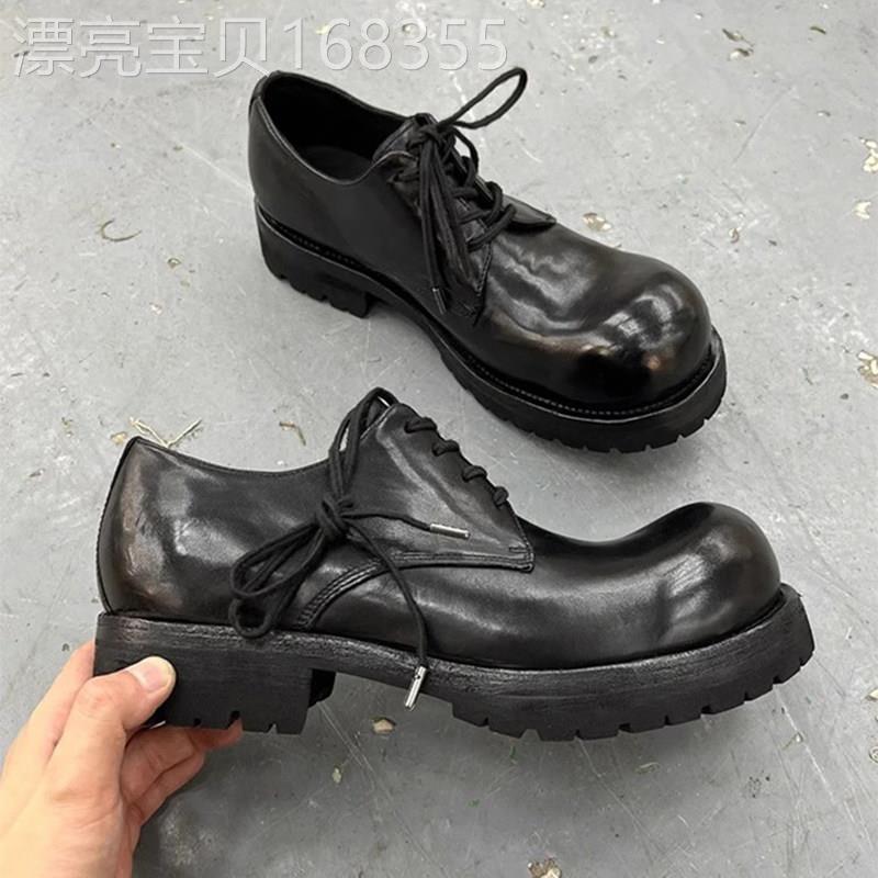 【高品质】巴黎德比鞋男女同款真皮米奇大头鞋厚底增高休闲皮鞋潮