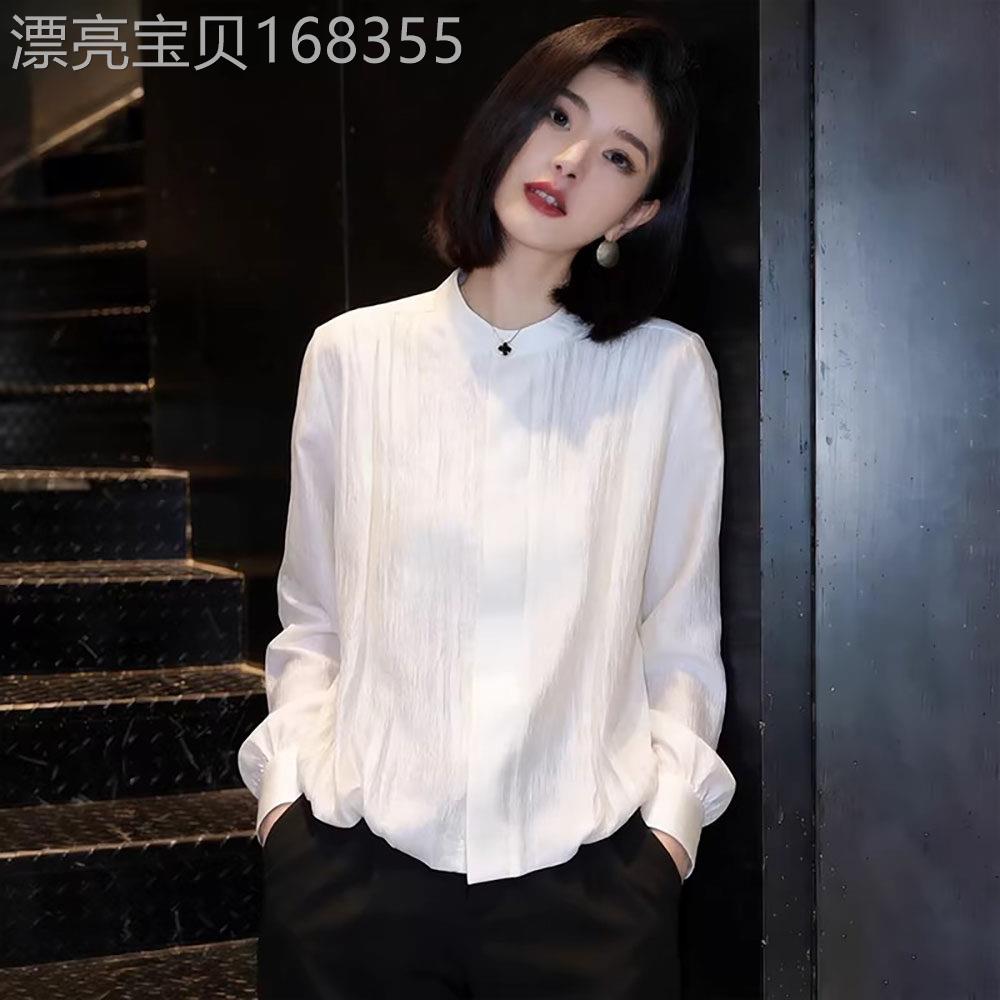 高级感轻奢气质圆领衬衫女春秋2026新款洋派宽松显瘦时尚打底上衣