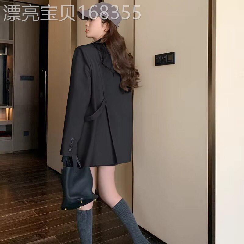 潮牌设计感小众后开叉西装外套女2026春秋新款韩系宽松网红小西服