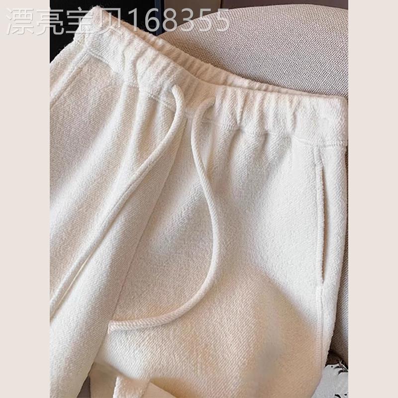 小个子白色阔腿裤女春秋季新款八分裤显高直筒高腰软糯垂感毛巾裤