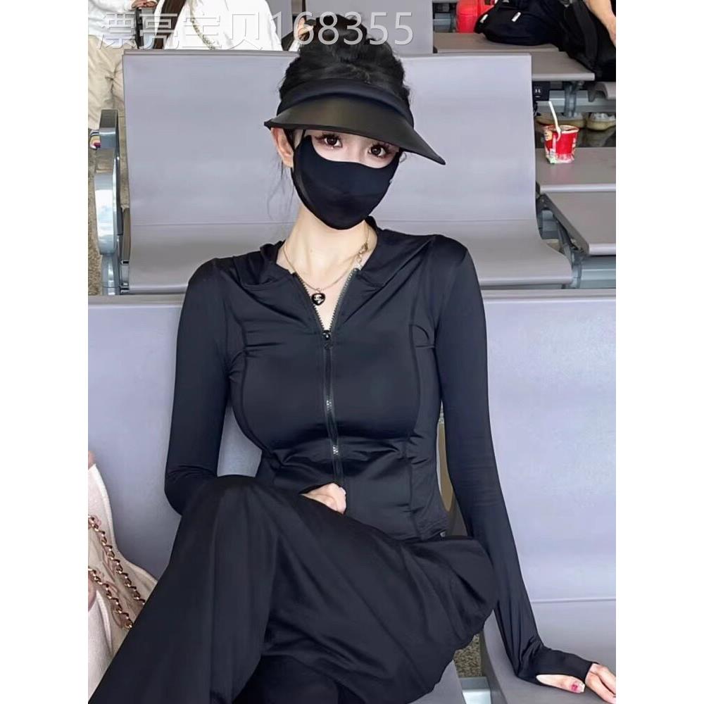 时尚品牌纤细冰丝女性防晒服2025夏季轻质连帽夹克防紫外线瑜伽防