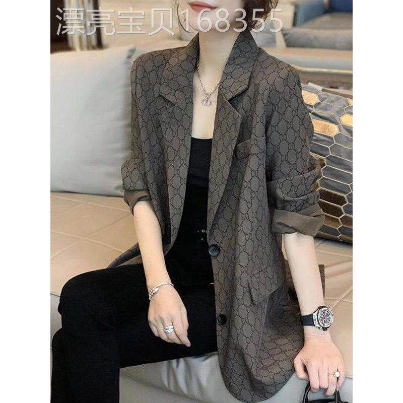 西装外套女欧洲站2025春秋新款时尚欧货小众设计感洋气印花西服潮