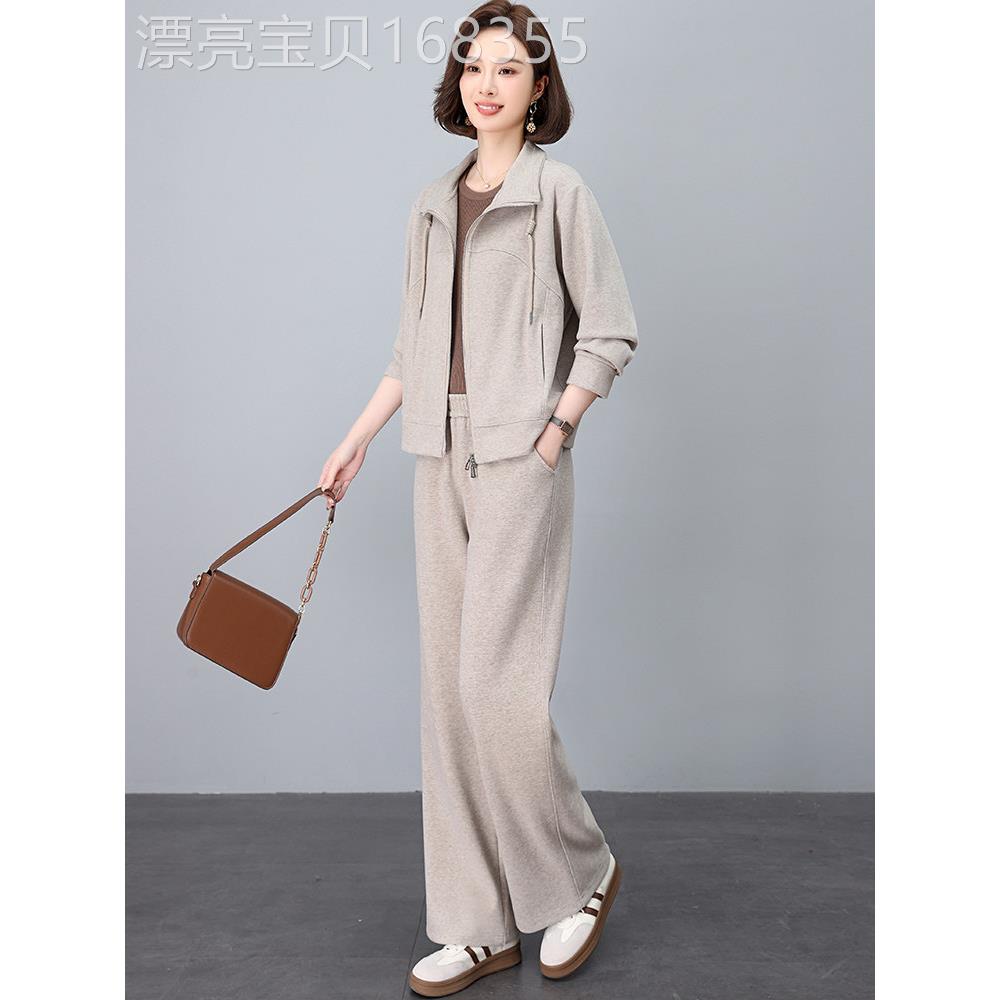 潮牌妈妈套装女2025新款春秋高级感穿搭一整套时尚休闲运动两件套