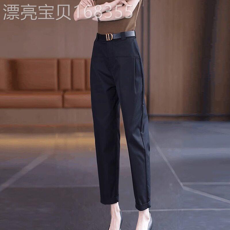 哈伦西装裤女春秋季2025年新款高腰显瘦款镰刀裤小个子九分烟管裤