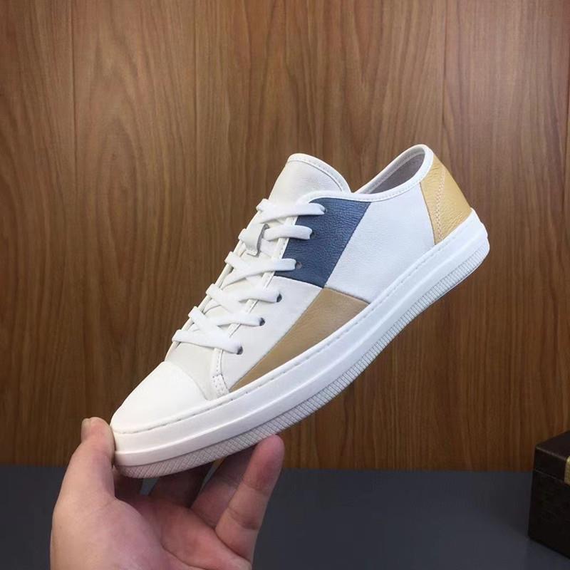 韩国专柜男鞋奢侈品牌头层牛皮板鞋真皮透气薄款小白鞋男拼色潮鞋