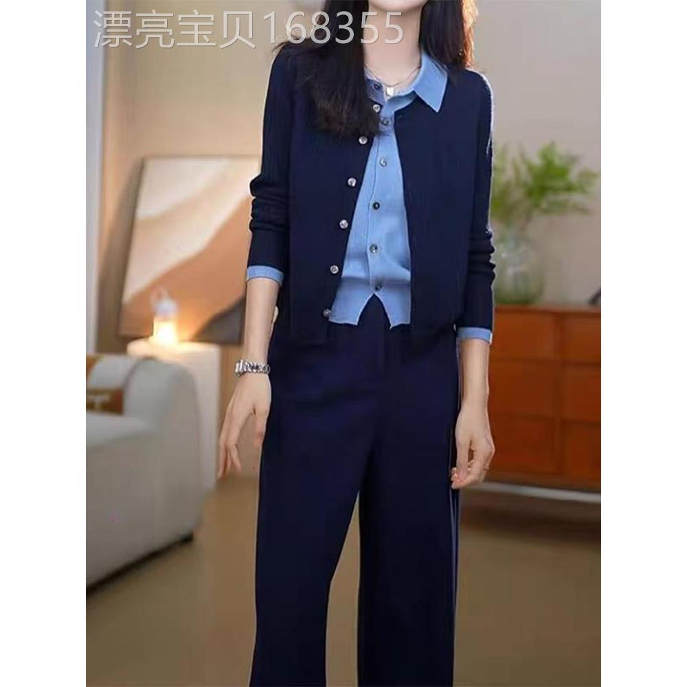 假两件针织开衫长袖外套女2025秋季新款大码微胖mm洋气独特上衣