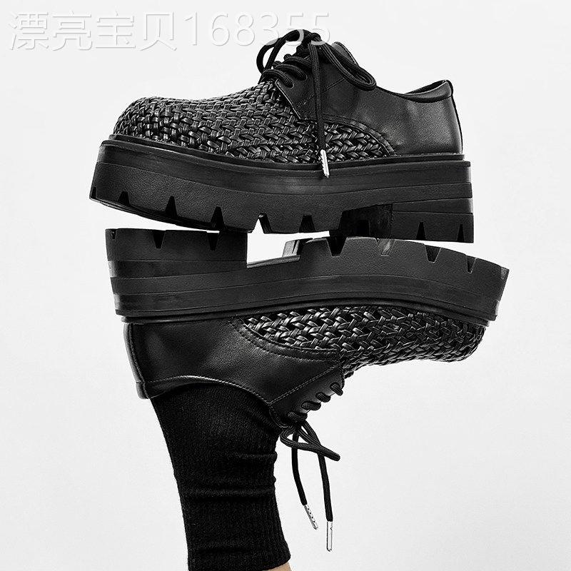 【高品质】厚底德比鞋男编织男款鞋子小众设计通勤增高大头皮鞋潮