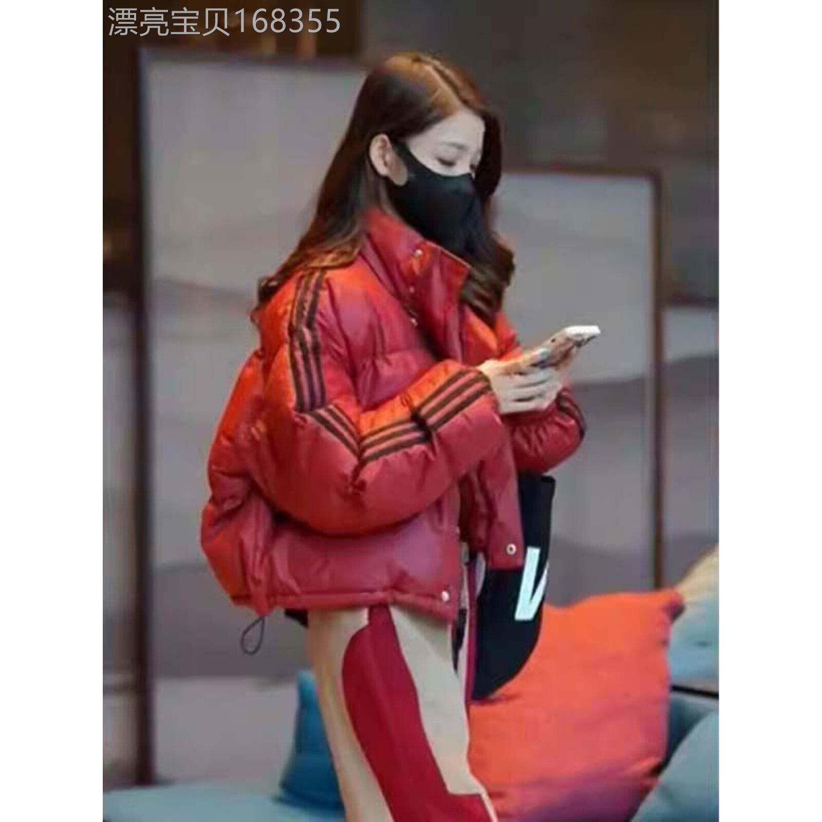 红色面包服外套女春秋欧货高端高级感本命年棉袄加绒棉衣羽绒棉服