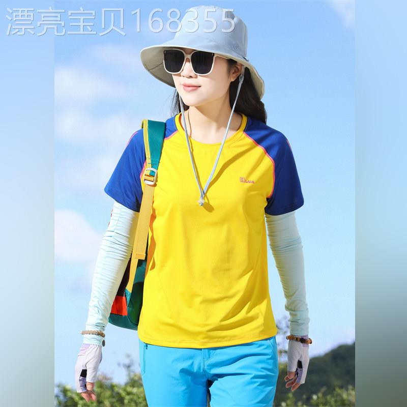 潮牌短款修身运动健身短袖女士夏季新款户外休闲圆领吸湿速干t恤图片