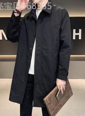 2025春秋季新款宽松大码男士工装夹克外套港风韩版休闲中长款风衣