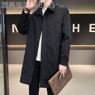 2025春秋季新款宽松大码男士工装夹克外套港风韩版休闲中长款风衣