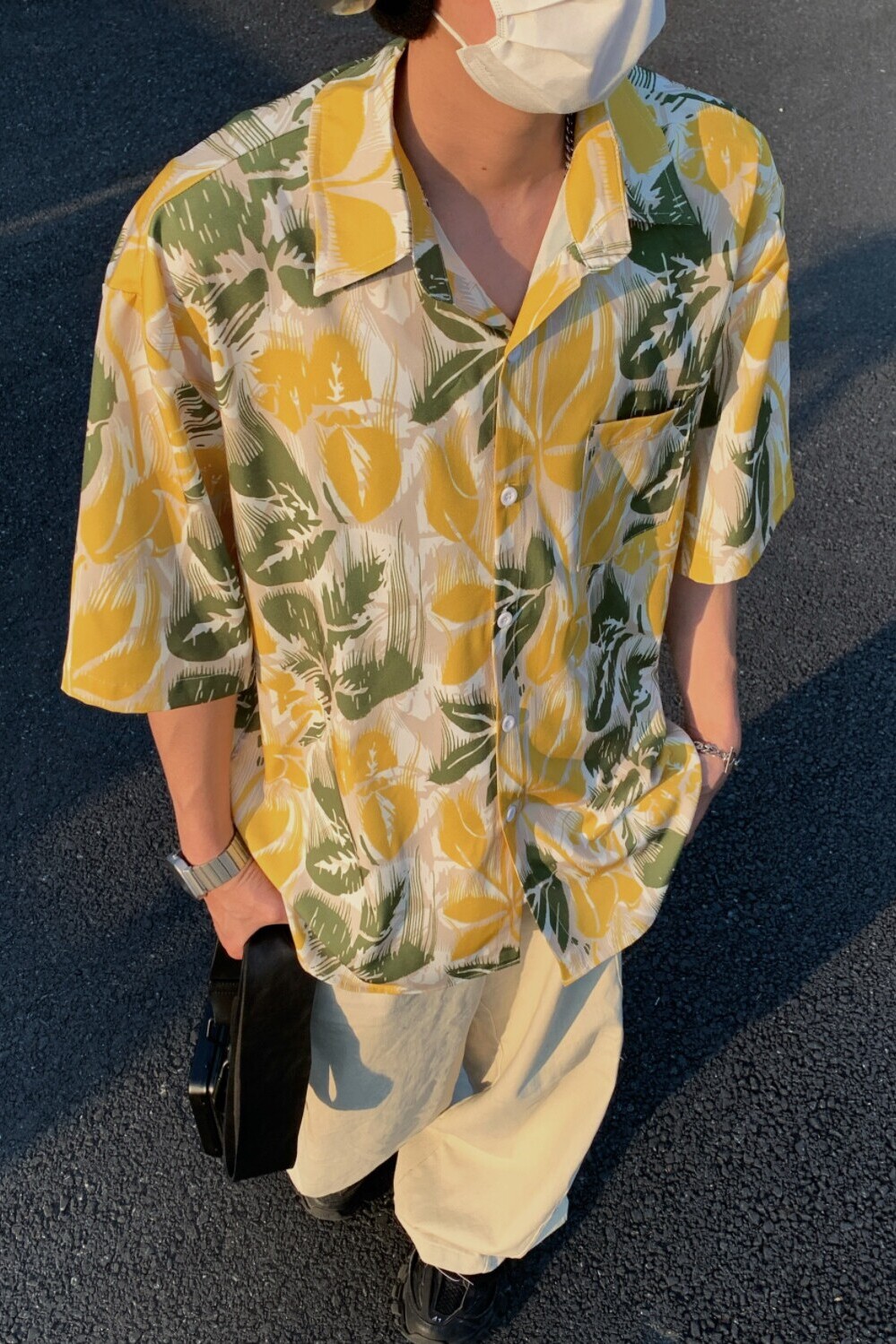 夏季港风宽松男女薄款短袖花衬衫C3632P40,男装T恤,电商A433