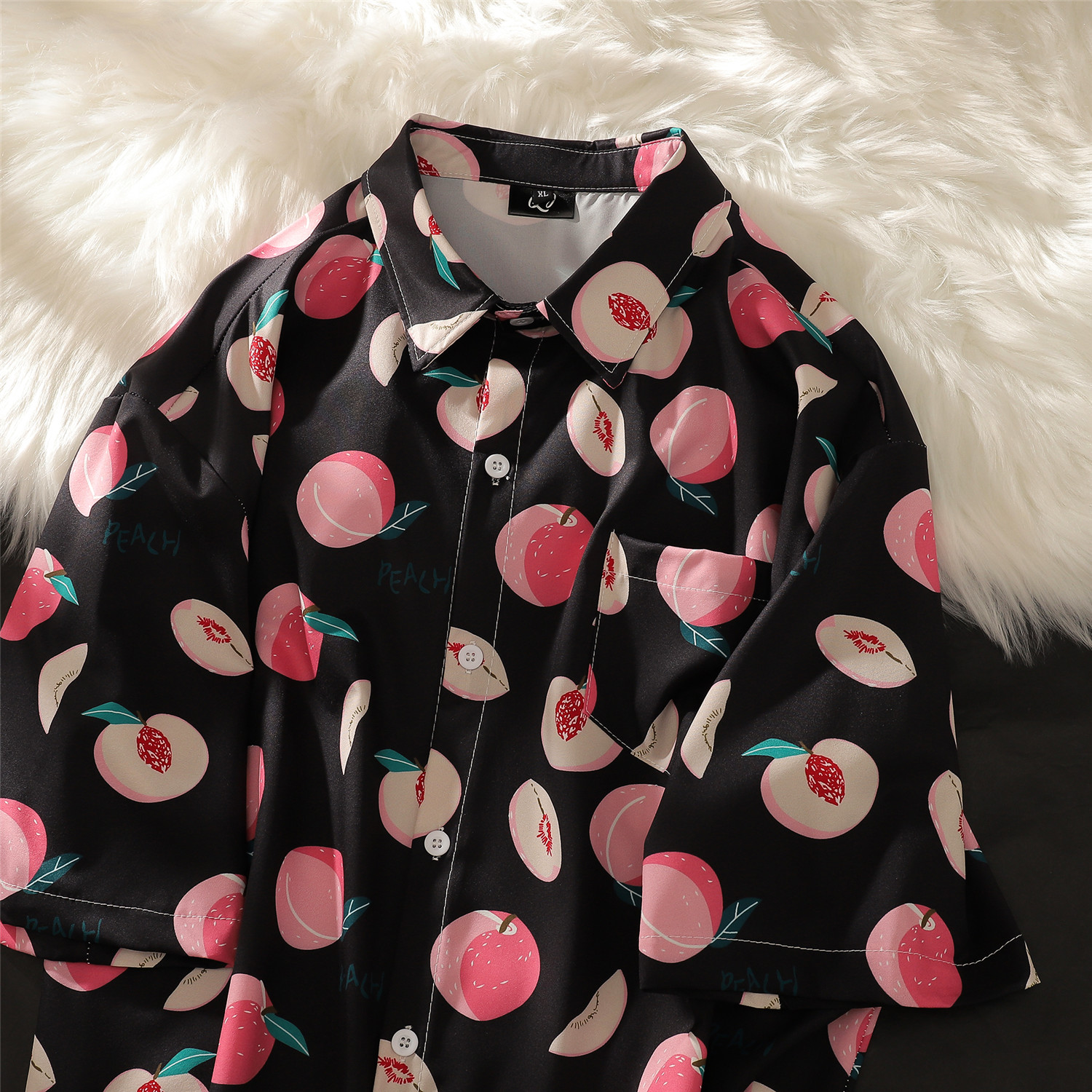 夏季碎花水果男女短袖防晒情侣衬衫C05P40，男装防晒衣，电商A433