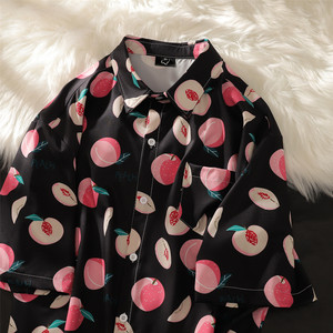 夏季碎花水果男女短袖防晒情侣衬衫 C05 P40，男装防晒衣，电商A433