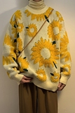 慵懒风向日葵冬季男女宽松保暖加厚毛衣情侣针织衫M91P78，男装针织衫/毛衣，电商A433