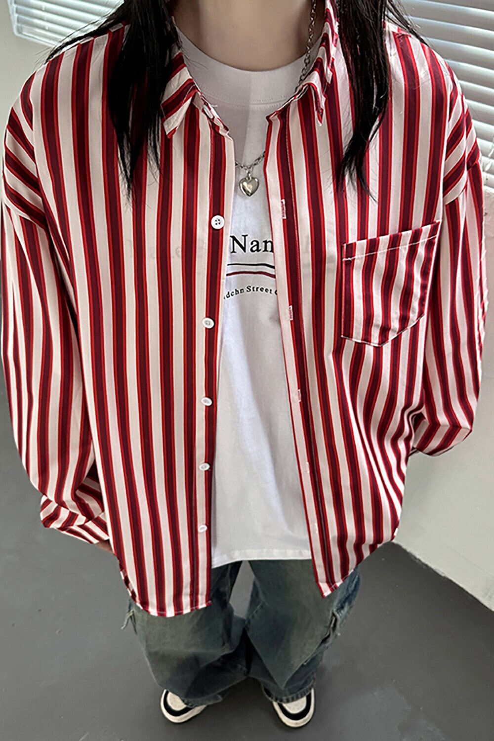 秋季男女宽松条纹长袖衬衫C5779P50,男装衬衫,电商A433
