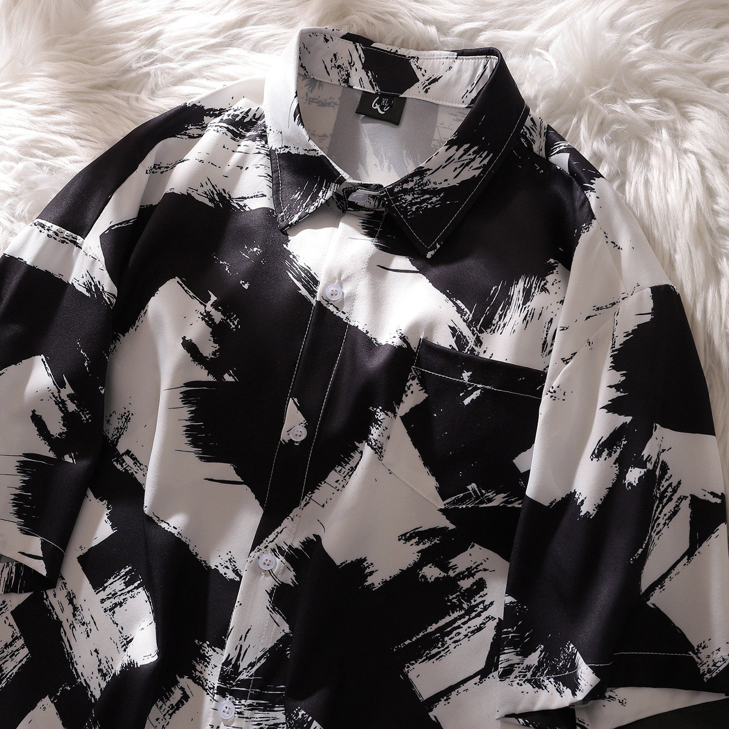 黑白短袖衬衫C1151P40，男装T恤，电商A433