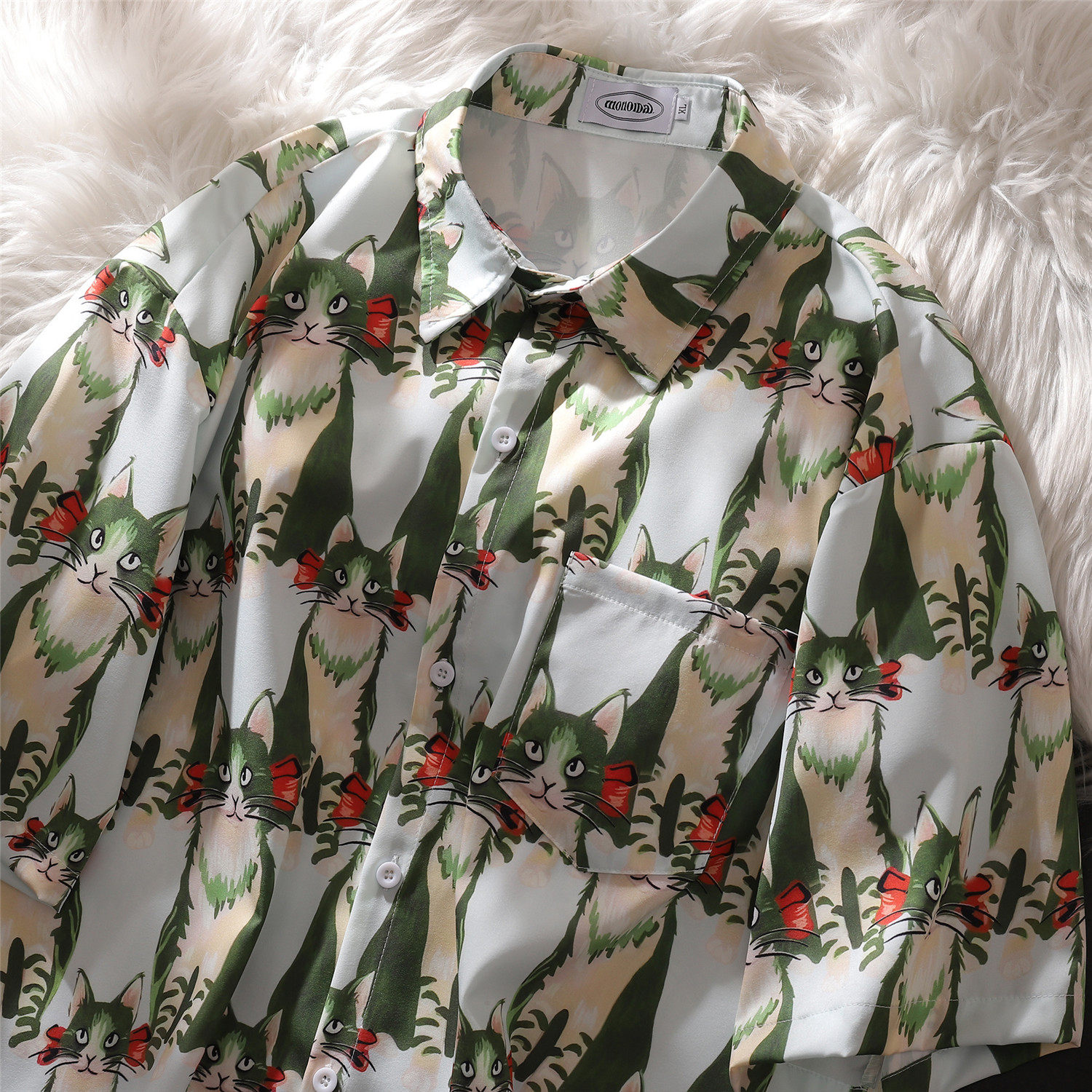 小猫短袖衬衫C3803P40，男装T恤，电商A433