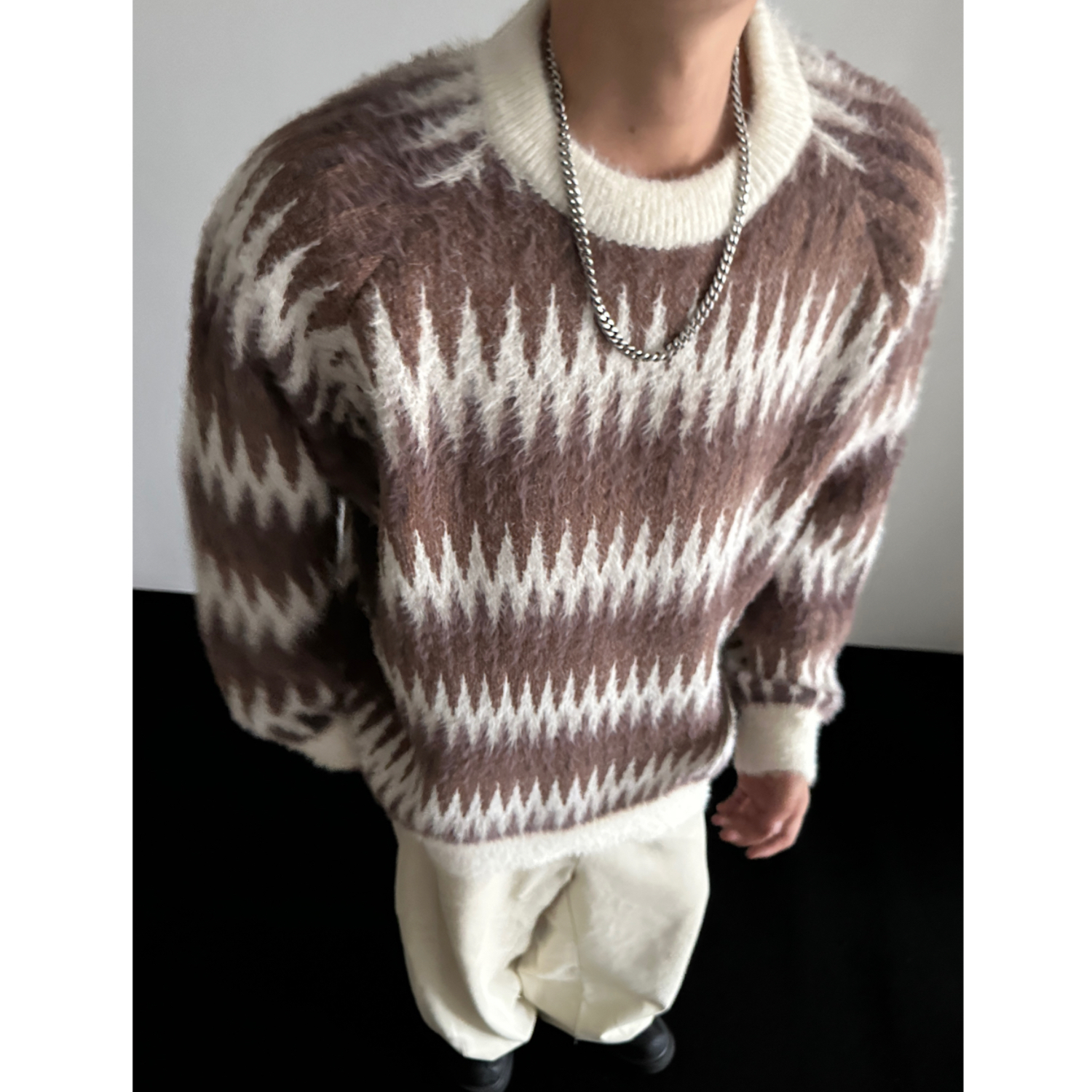 秋冬条纹加厚男女套头毛衣M06P78，男装针织衫/毛衣，电商A433