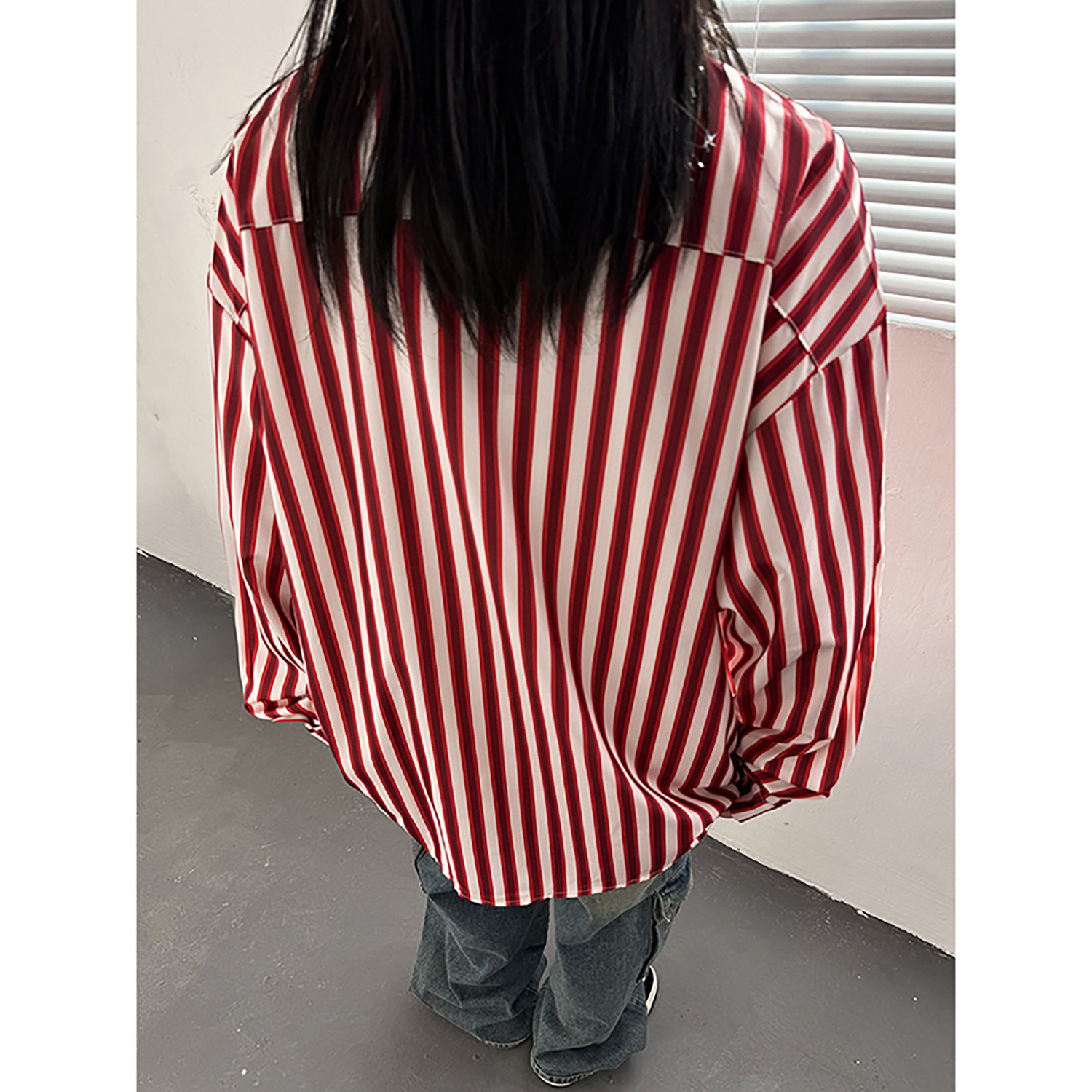 秋季男女宽松条纹长袖衬衫C5779P50,男装衬衫,电商A433