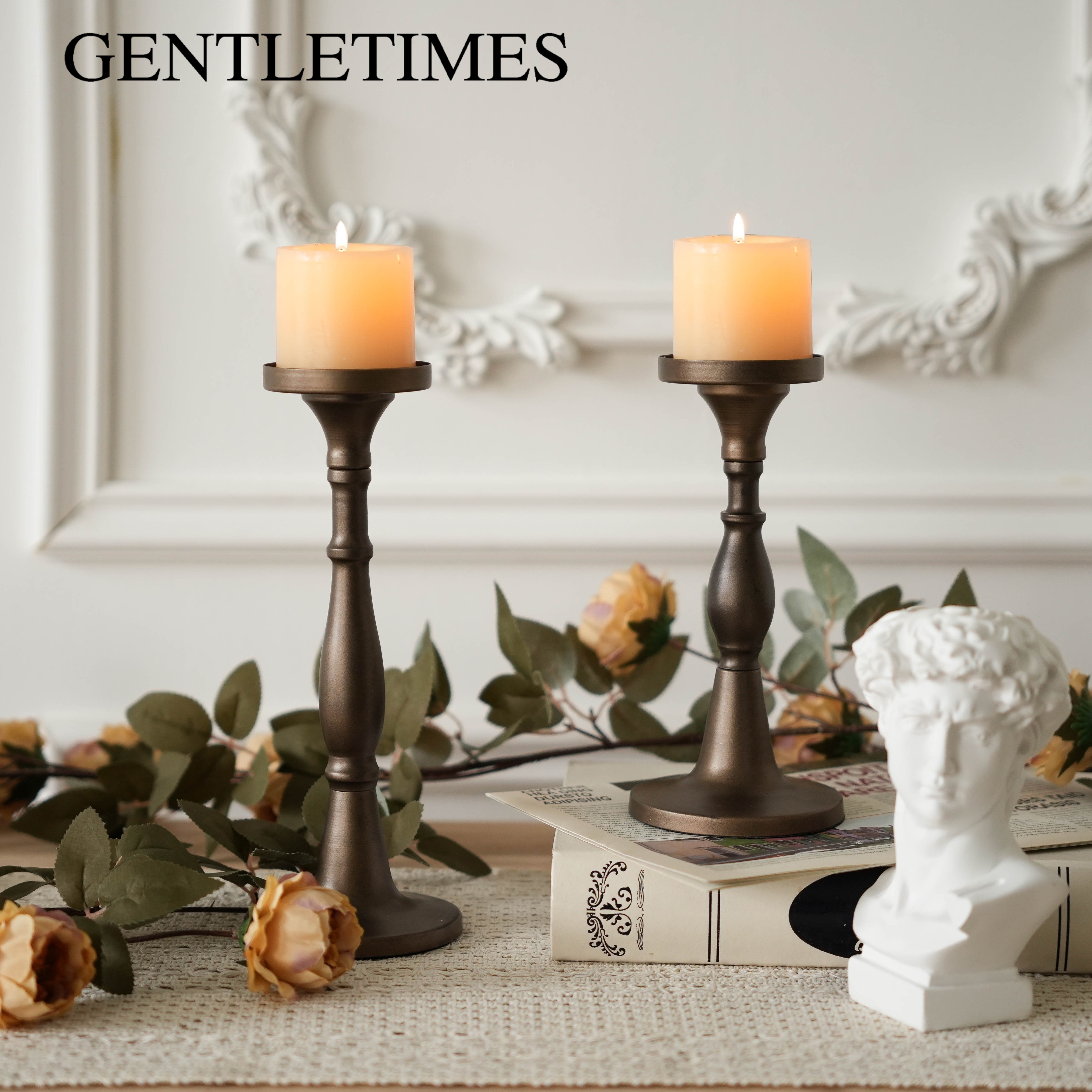 古铜色复古做旧中古风烛台