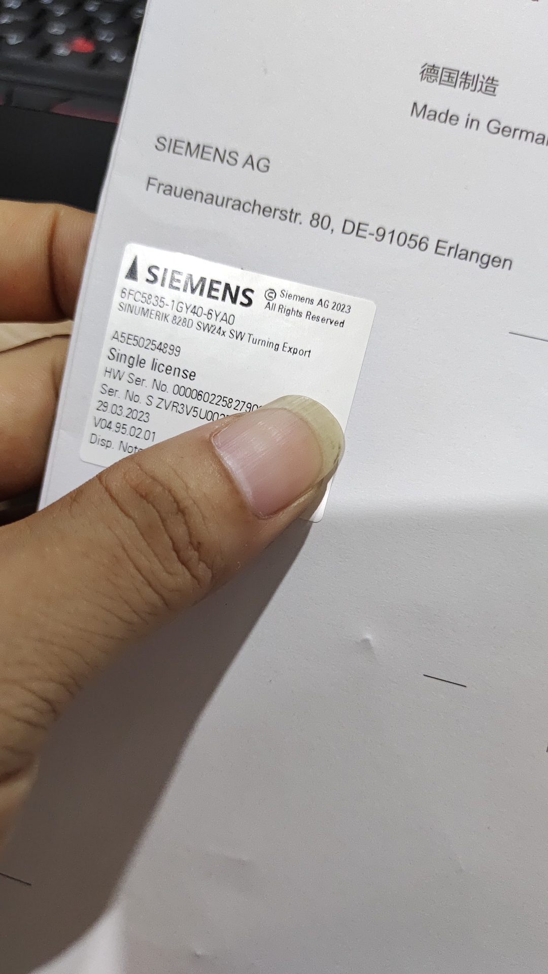 西门子828D系统CF卡6FC5835-1GY40-5YA0-6YA0 sw24x V4.95版本