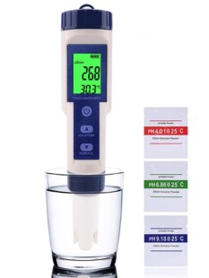 高精度EZ 5合1盐度计水族馆海水检测仪酸碱度带背光 9909